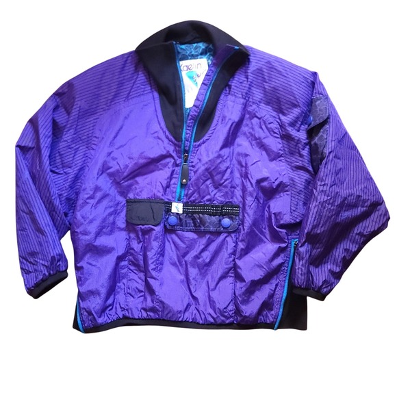 Kaelin Vintage Ski Women's Purple Striped Pullover Anorak Jacket Size 8 - Picture 2 of 9